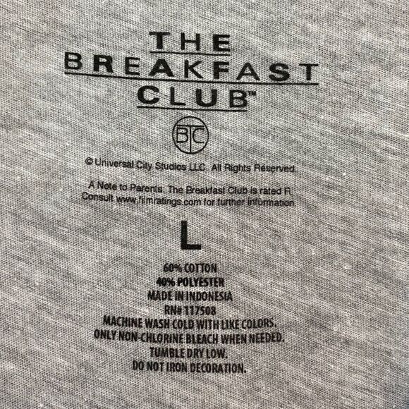 The Breakfast Club Sz L Gray NWOT Group Photo T-Shirt 1984 Cult Classic Movie - Picture 6 of 7